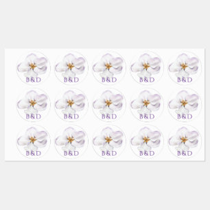 Witte bloem waterverf voorjaarsbloesem labels