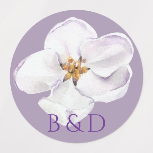 Witte bloem waterverf voorjaarsbloesem labels (Design 1)