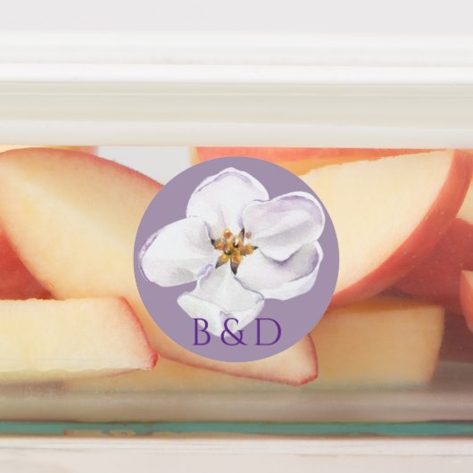 Witte bloem waterverf voorjaarsbloesem labels (Aangebracht)