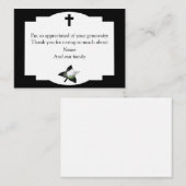 Witte Bloem Zwart Kruis Dank u kaarten Notitiekaartje (Voorkant / Achterkant)