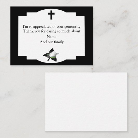 Witte Bloem Zwart Kruis Dank u kaarten Notitiekaartje (Voorkant / Achterkant)