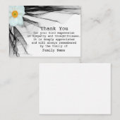 Witte bloem zwart lint na begrafenis Dank u Notitiekaartje (Voorkant / Achterkant)