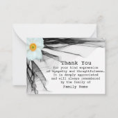 Witte bloem zwart lint na begrafenis Dank u Notitiekaartje (Voorkant)