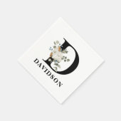 Witte Bloem Zwarte Monogram D Servet (Hoek)