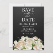 Witte Bloem Zwarte Trouw Save The Date (Voorkant)