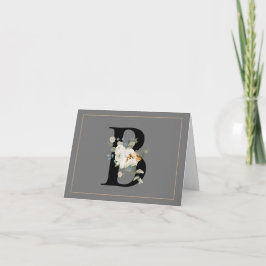 Witte bloemaccenten Gouden monogram B-notitiekaart Notitiekaartje