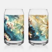 Witte bloemblaadjes bril blikvorm glas (Voorkant)