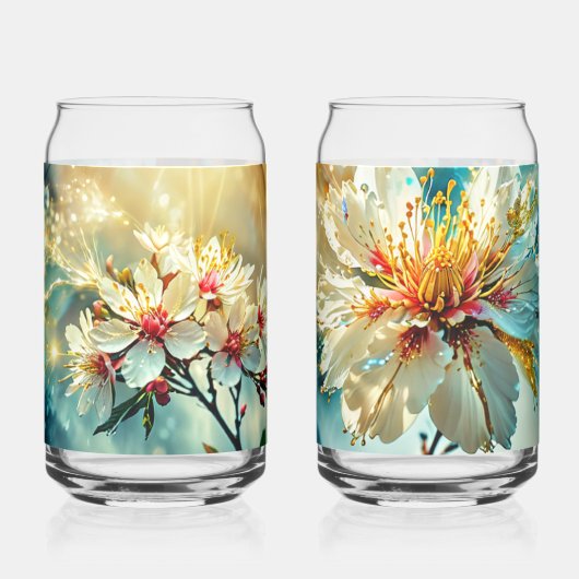 Witte bloemblaadjes bril blikvorm glas (Links)