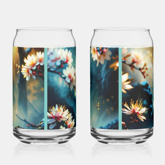 Witte bloemblaadjes bril blikvorm glas (Rechts)