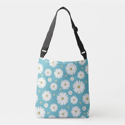 Witte Bloemblaadjes Crossbody Tas (Voorkant)