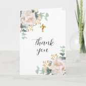 Witte bloemblaadjes eucalyptus kruis foto doop bedankkaart (Voorkant)