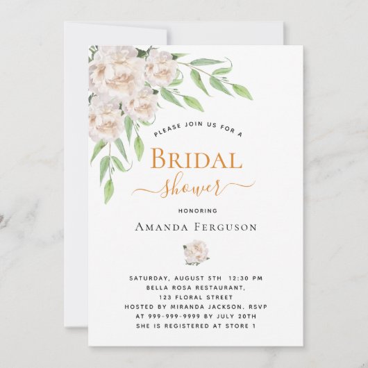 Witte bloemblaadjes groen elegant Vrijgezellenfees Kaart (Voorkant)