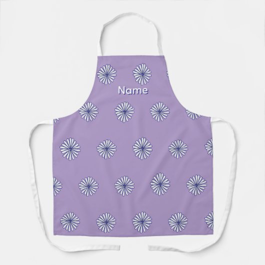Witte Bloemblaadjes Lavendel Cadeau Keuken Chef Ba Schort (Voorkant)