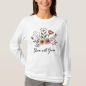 Witte Bloembloem Wildflower Lange Mouw T-shirt (Voorkant)
