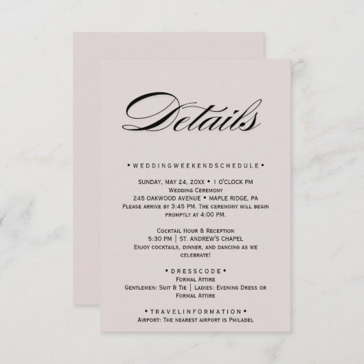 Witte Bloemblush Mauve Enclosure Kaart (Voorkant / Achterkant)