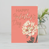 Witte bloemboeket / Moederdag Folie Feestdagenkaart (Staand Voorkant)