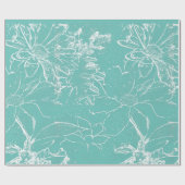 Witte bloemboeket transparant - Turquoise Cadeaupapier (Vlak)