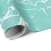 Witte bloemboeket transparant - Turquoise Cadeaupapier (Rol Hoek)