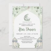 Witte bloemboog Ramadan Iftar diner uitnodiging (Voorkant)