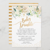 Witte bloemcalligrafie baby sprinkle uitnodiging (Voorkant / Achterkant)