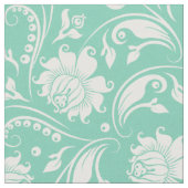 Witte bloemdamast met aangepaste muntachtergrond stof (Close Up)