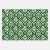 Witte bloemdamast op zwart, rood, groen inpakpapier vel (Voorkant 3)