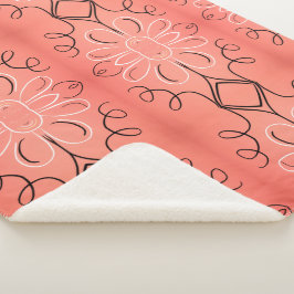 Witte bloemdeken met inktzwart sherpa deken