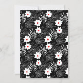 Witte bloemdesign op zwarte trouw kaart (Achterkant)