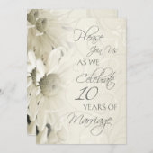Witte Bloemen 10de Huwelijksjubileum Uitnodigingen (Voorkant / Achterkant)