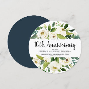 Witte Bloemen 10e 15e 20e Huwelijksjubileum Kaart