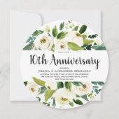 Witte Bloemen 10e 15e 20e Trouwdag Kaart (Voorkant)