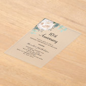 Witte bloemen 10e huwelijksverjaardag bevroren acryl uitnodigingen (Laagn)