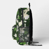 Witte bloemen 1 donkergroene achtergrond bedrukte rugzak (Rechts)