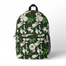 Witte bloemen 1 donkergroene achtergrond