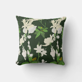 Witte Bloemen 1 donkergroene achterste kussen