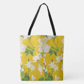Witte bloemen 1 geel tote bag (Voorkant)