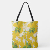 Witte bloemen 1 geel tote bag (Achterkant)