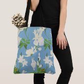 Witte bloemen 1 lichtblauw tote bag (Dichtbij)