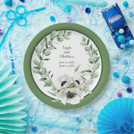 Witte Bloemen 20e Bruiloft Jubileum Papier Bord (Feest)