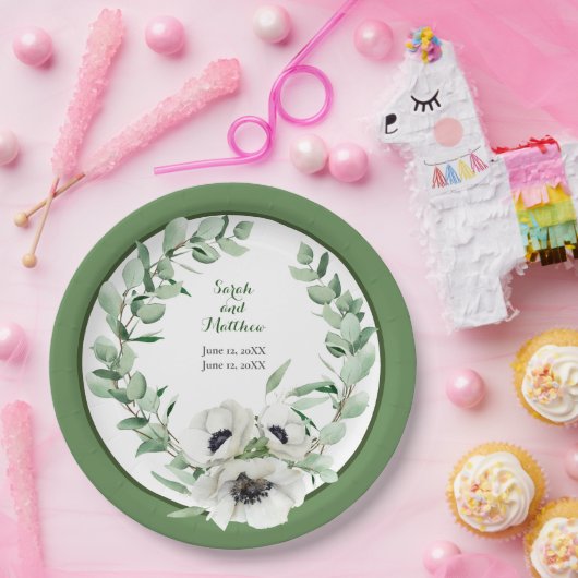 Witte Bloemen 20e Bruiloft Jubileum Papier Bord (Feest)