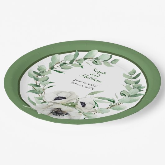 Witte Bloemen 20e Bruiloft Jubileum Papier Bord (Gekanteld)