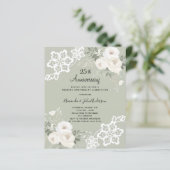 Witte bloemen 25ste huwelijksverjaardag uitnodigin (Staand voorkant)