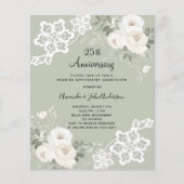 Witte bloemen 25ste huwelijksverjaardag uitnodigin (Voorkant)