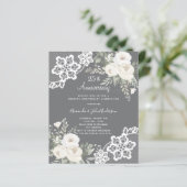 Witte bloemen 25ste huwelijksverjaardag uitnodigin (Staand voorkant)