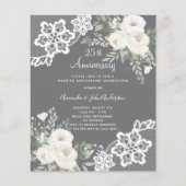 Witte bloemen 25ste huwelijksverjaardag uitnodigin (Voorkant)