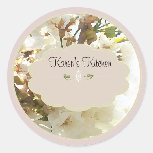 Witte Bloemen 2 Spice Jar Labels (Voorkant)