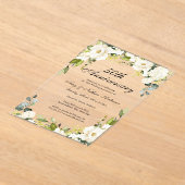 Witte bloemen 50ste bruiloft Jubileum Acryl Uitnodigingen (Laagn)