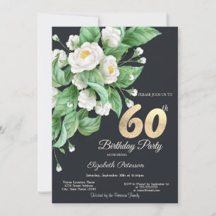 Witte Bloemen 60e Verjaardag  Kaart