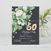 Witte bloemen 60e verjaardag kaart (Staand voorkant)