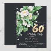 Witte bloemen 60e verjaardag kaart (Voorkant / Achterkant)